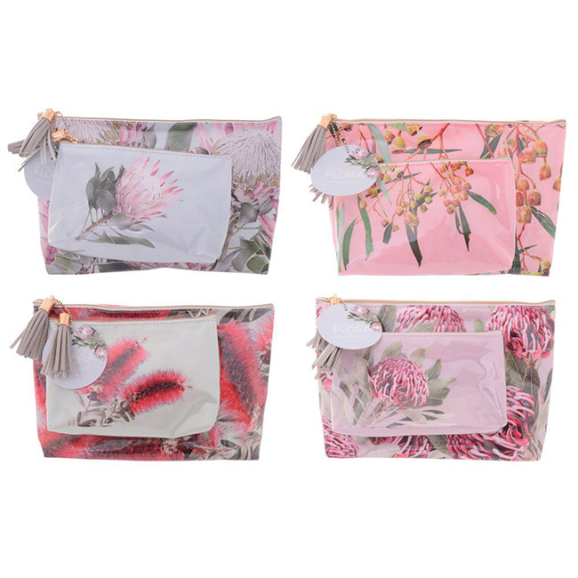 Australian Flora Cosmetic Bags Set of 2