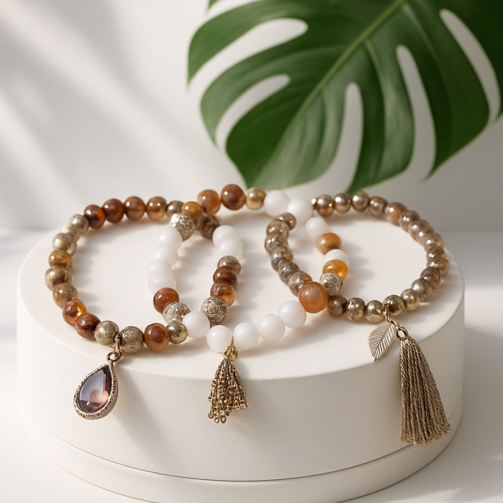 Avon Nadia Gold Stretch Bracelet Set