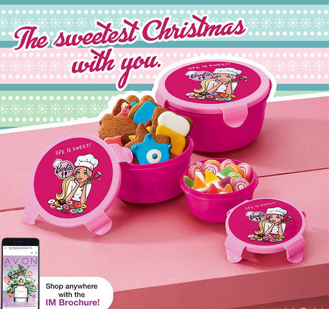 Avon Barbie Chef Snack Container Set
