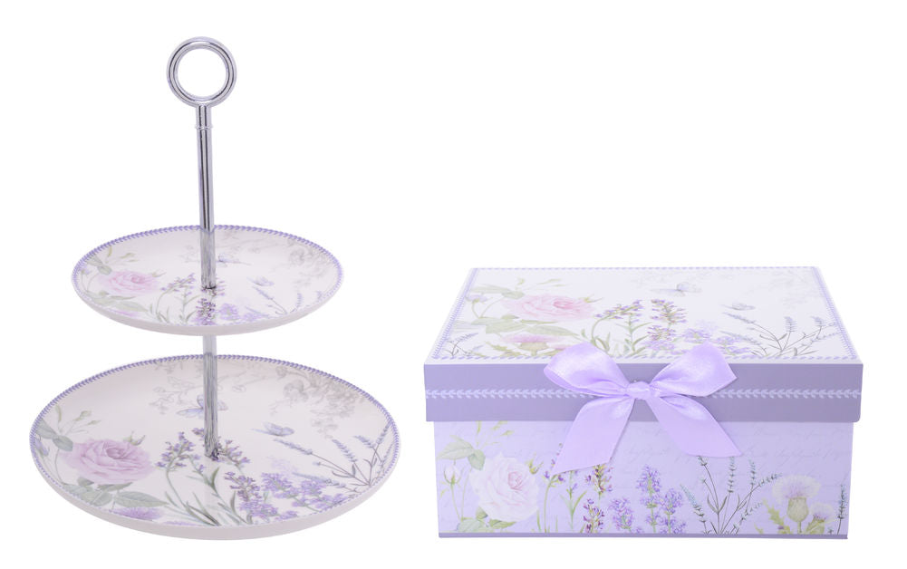 Lavender Rose 2 Tier Cake Stand