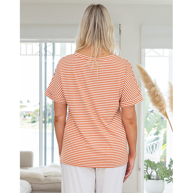 Freez Striped Roll Sleeve Tee