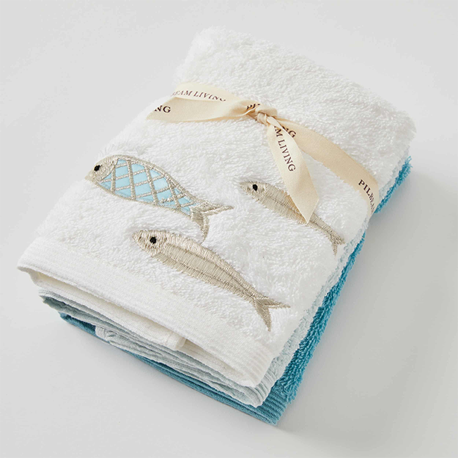 Pilbeam Aqua Fish Face and Hand Towels