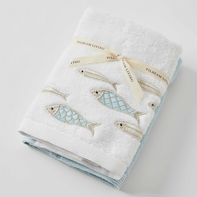 Pilbeam Aqua Fish Face and Hand Towels