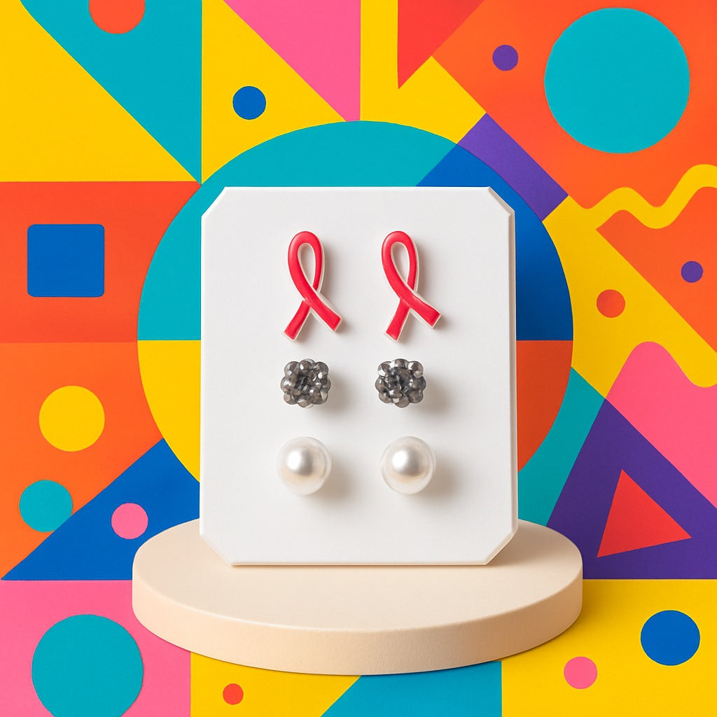 Avon Breast Cancer Awareness 3 Piece Earring Set