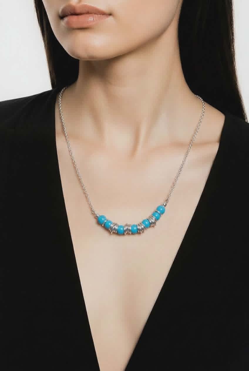 Avon Energy Bead Necklace Turquoise
