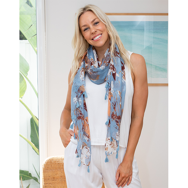 Freez Print Scarf  Blue Floral