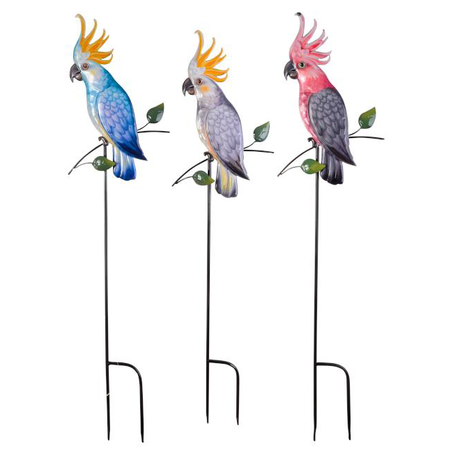 Cockatoo Metal Garden Stakes Set of 3