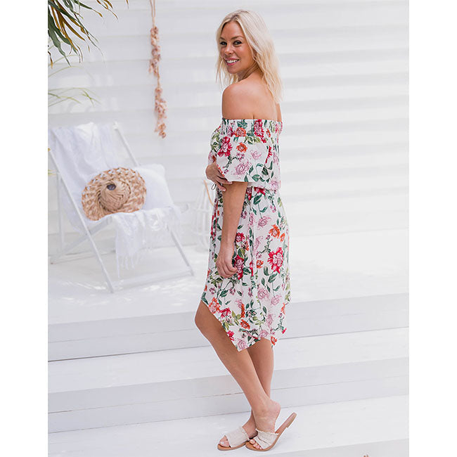 Freez Gypsy Dress - White Floral