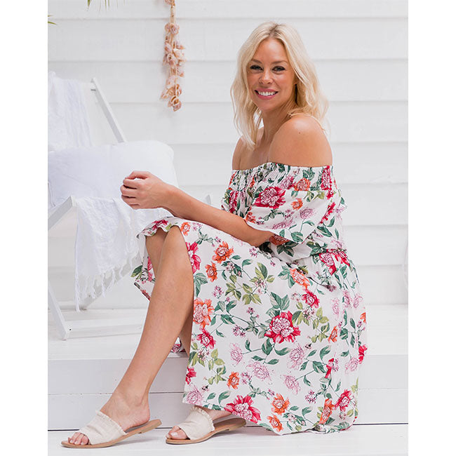 Freez Gypsy Dress - White Floral