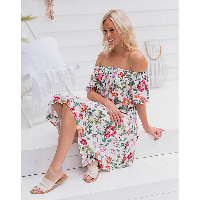 Freez Gypsy Dress - White Floral
