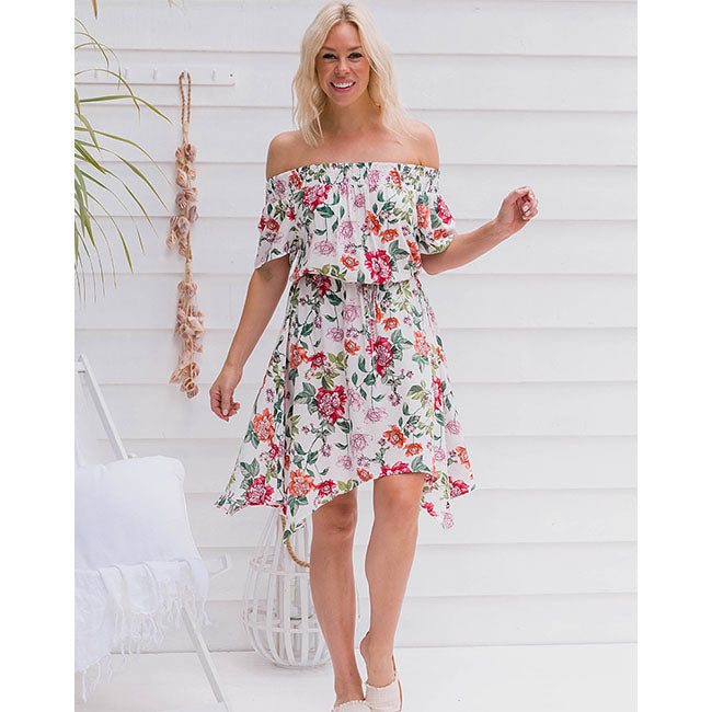 Freez Gypsy Dress - White Floral