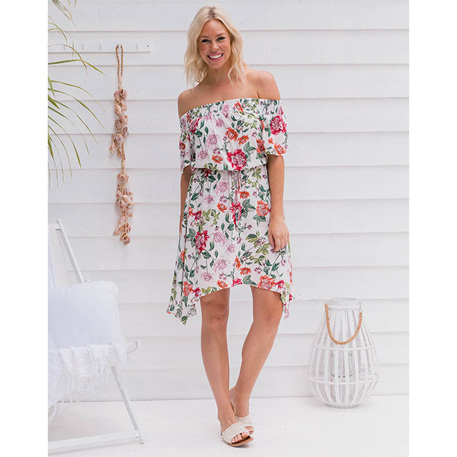 Freez Gypsy Dress - White Floral