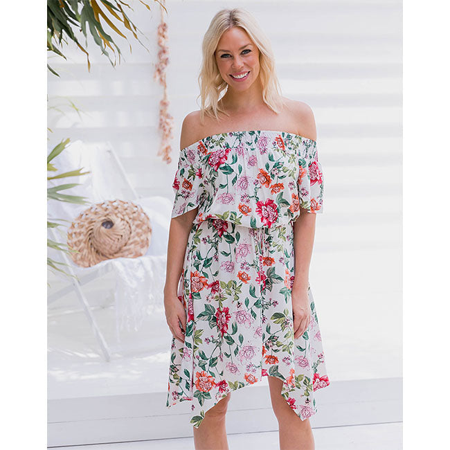 Freez Gypsy Dress - White Floral