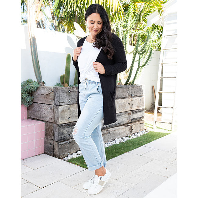 Freez Ribbed Cardi - Black