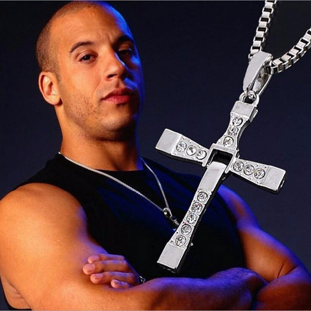 Fast and Furious Styled Crystal Cross Necklace