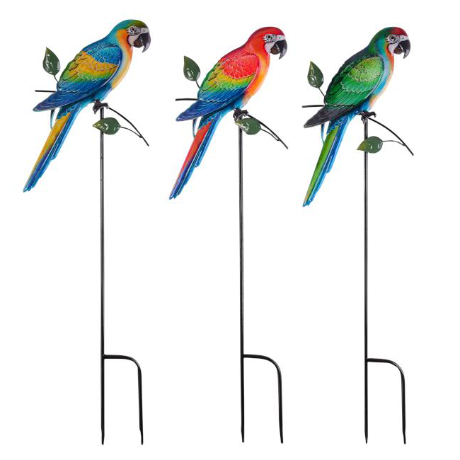 Parrot Metal Garden Stakes Set of 3