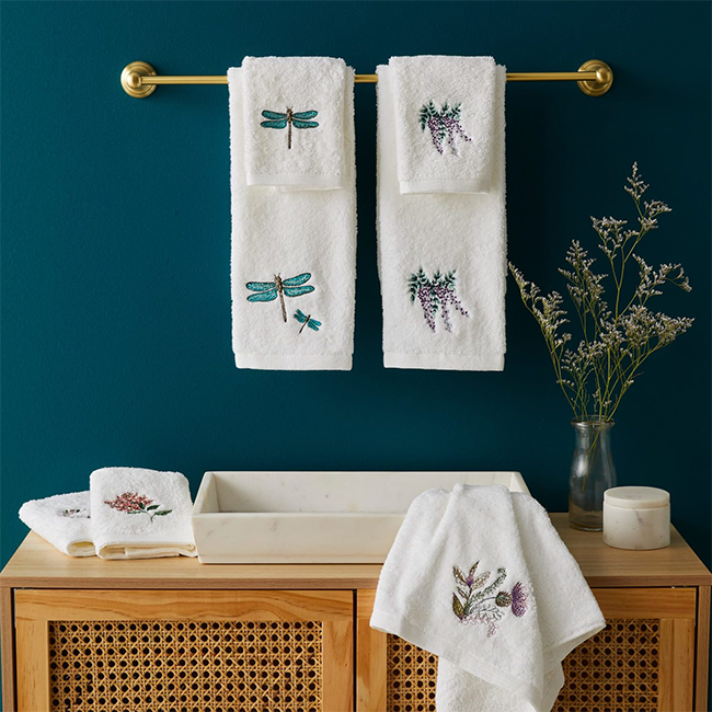 Pilbeam Vintage Dragonfly Face and Hand Towels