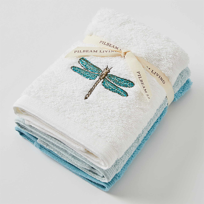 Pilbeam Vintage Dragonfly Face and Hand Towels