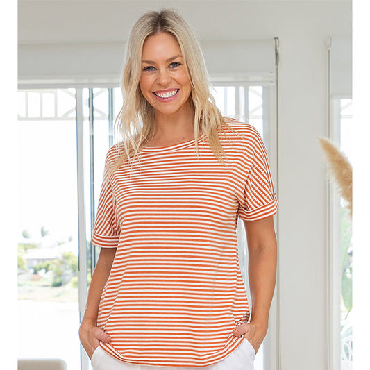 Freez Striped Roll Sleeve Tee