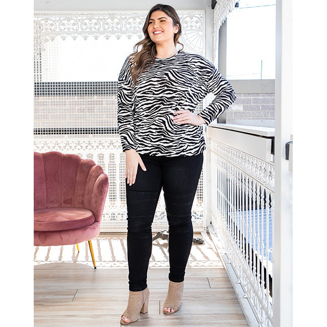 Freez Zebra Print Slouch Top